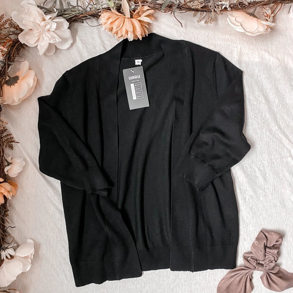 Black Cropped Open Cardigan NWT